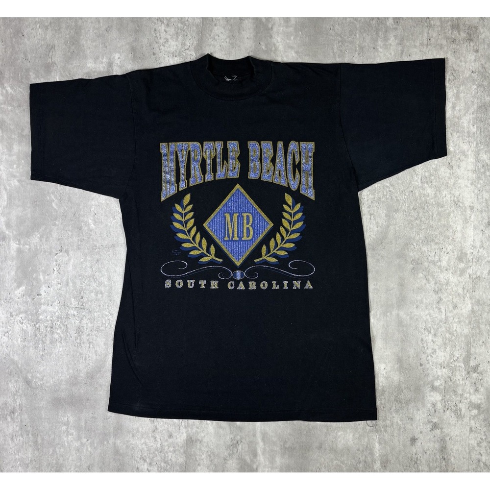 Vintage Hanes Myrtle Beach South Carolina T Shirt Black Single Stitch 90s L